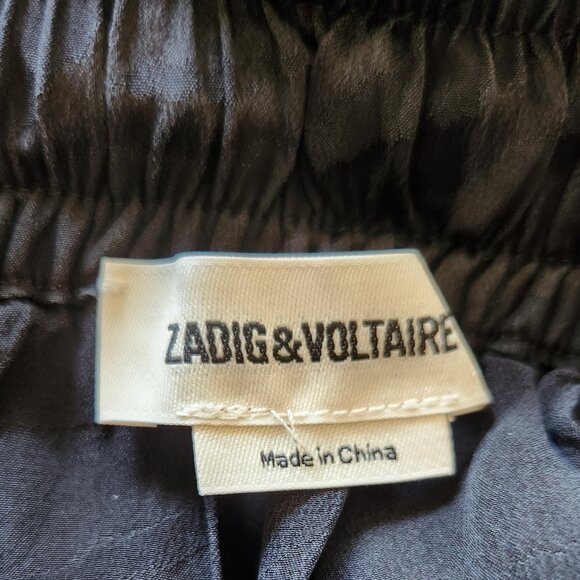 Zadig & Voltaire black lace slit silk maxi skirt Sz 34  US Sz 4 pockets - Picture 14 of 15